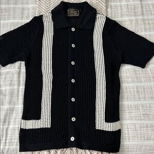 Madison Black and White Men's s/s loose weave Cardigan